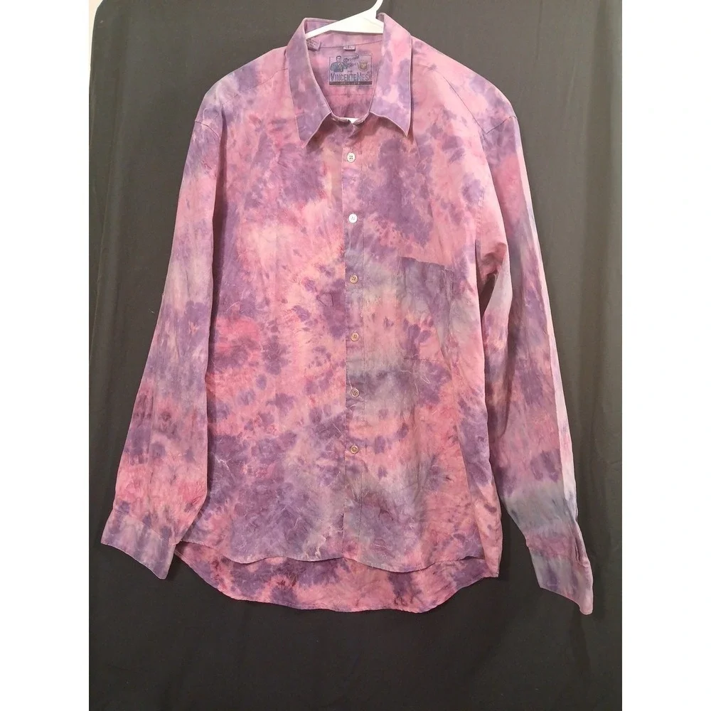 VTG Vincente Nesi Men's Long Sleeve Button Down Size 16 1/2  Tie Die Size Large